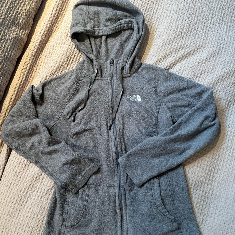 The North Face gray zip up hoodie